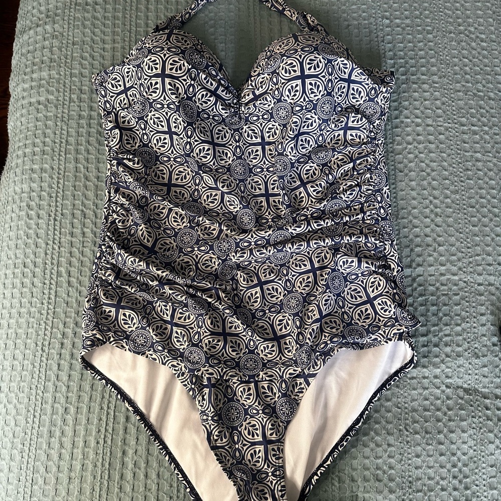 Navy and White Retro Swimwear